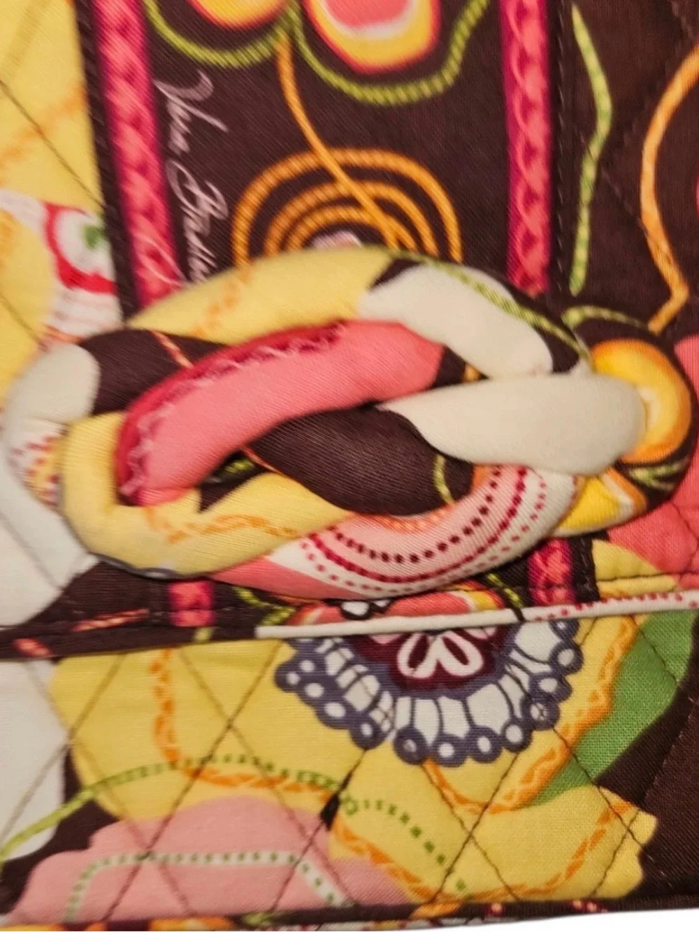 Vera Bradley Yellow Pink Floral Quilted Crossbody